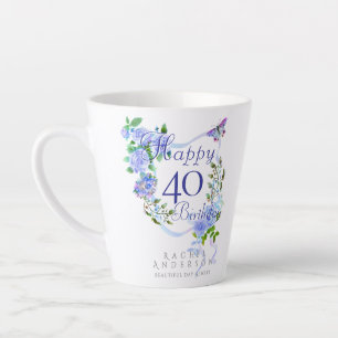 Caneca De Café Latte Fita Rosa Bue 40º Aniversário