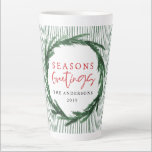 Caneca De Café Latte Fita verde e aquarela<br><div class="desc">Fita verde e aquarela...  xícaras de presente de Natal. Imagens bonitas e festivas de aquarela e design de texto de roteiro. Parte de uma coleção</div>