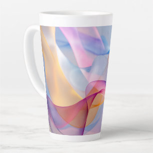 Caneca De Café Latte Fitas Coloridas Fluindo Abstratas