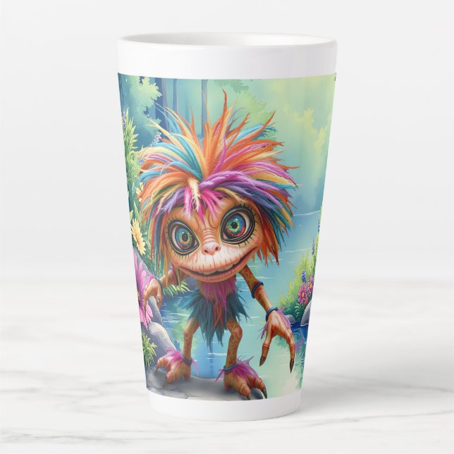 Caneca De Café Latte Fizzwiggle o Sprite Travesso do Arco-íris. (Frente)
