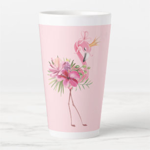 Caneca De Café Latte Flamingo Com Coroa