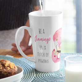 Caneca De Café Latte Flamingo, Cor de Água Rosa Moderna, Com Citação