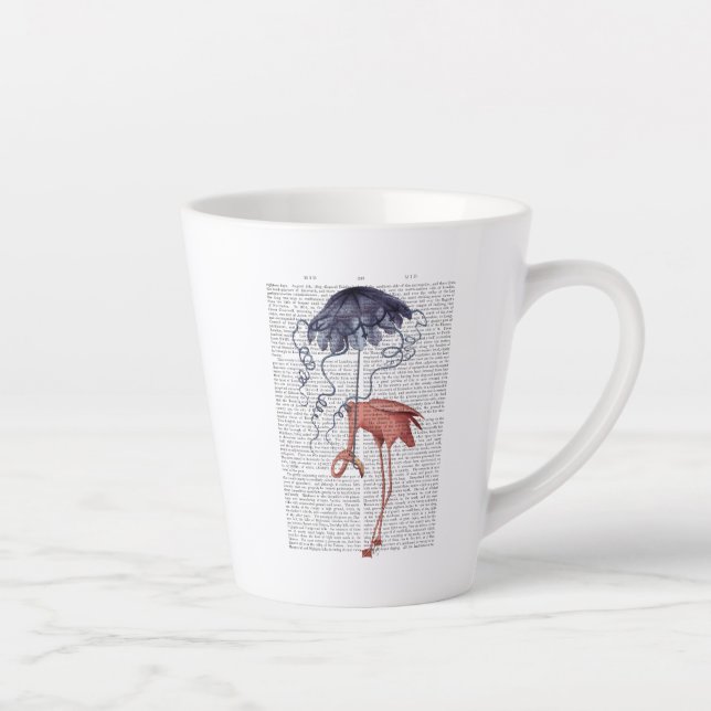 Caneca De Café Latte Flamingo e Parasol (Direita)