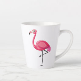 Caneca De Café Latte Flamingo Rosa em Estilo Cartoon