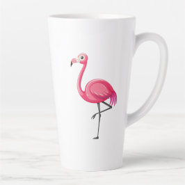 Caneca De Café Latte Flamingo Rosa em Estilo Cartoon