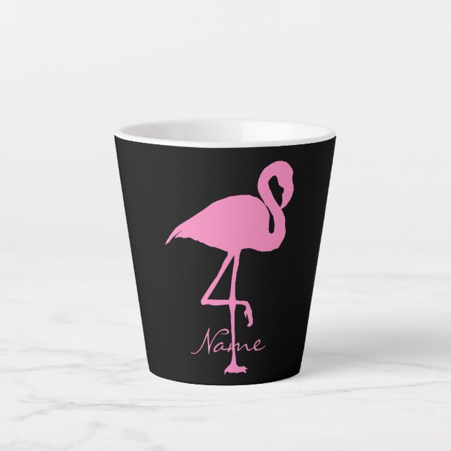 Caneca De Café Latte Flamingo Thunder_Cove rosa (Frente)
