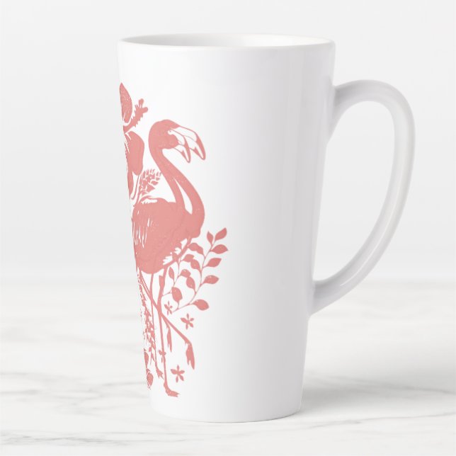 Caneca De Café Latte Flamingo Tropical (Direita)