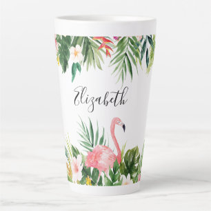 Caneca De Café Latte Flamingo Tropical de Água Grande