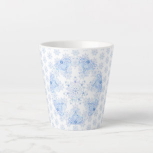 Caneca De Café Latte Floco de neve azul gelo