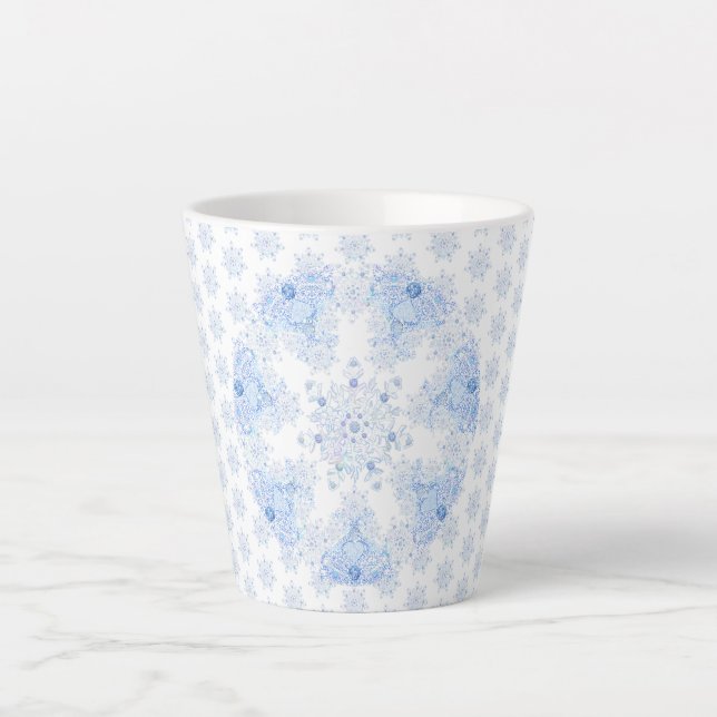 Caneca De Café Latte Floco de neve azul gelo (Frente)