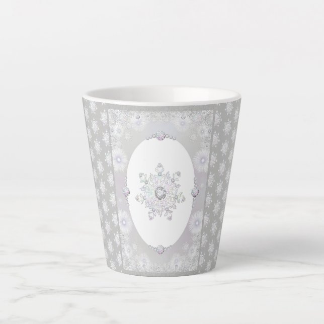 Caneca De Café Latte Floco de neve branco (Frente)