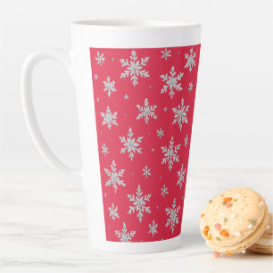 Caneca De Café Latte Floco de Neve Prateado Elegante Férias de Invern