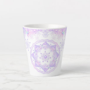 Caneca De Café Latte floco de neve roxo leve e coração brilhando