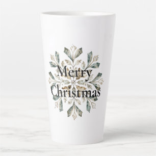 Caneca De Café Latte Floco de Neve Verde Rustic White