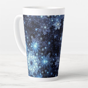 Caneca De Café Latte Flocos de neve azuis