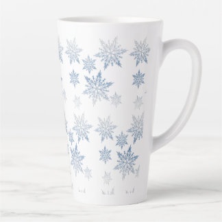 Caneca De Café Latte Flocos de neve azuis de inverno