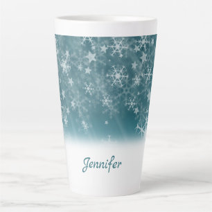 Caneca De Café Latte Flocos de neve brancos