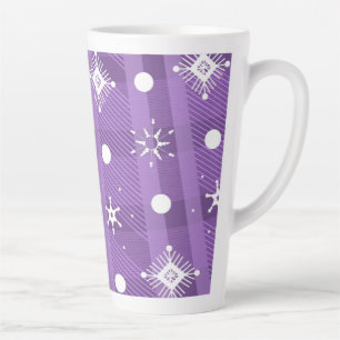 Caneca De Café Latte Flocos de Neve Simples com Padrão Xadrez Roxo