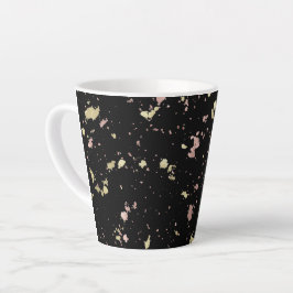 Caneca De Café Latte Flocos Dourados e Rosa Dourados Pretos