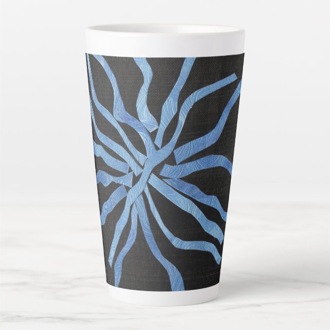 Caneca De Café Latte Flor Azul (Frente)