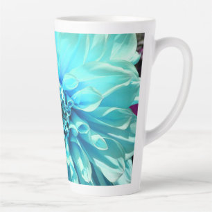 Caneca De Café Latte Flor Azul Dahlia Claro
