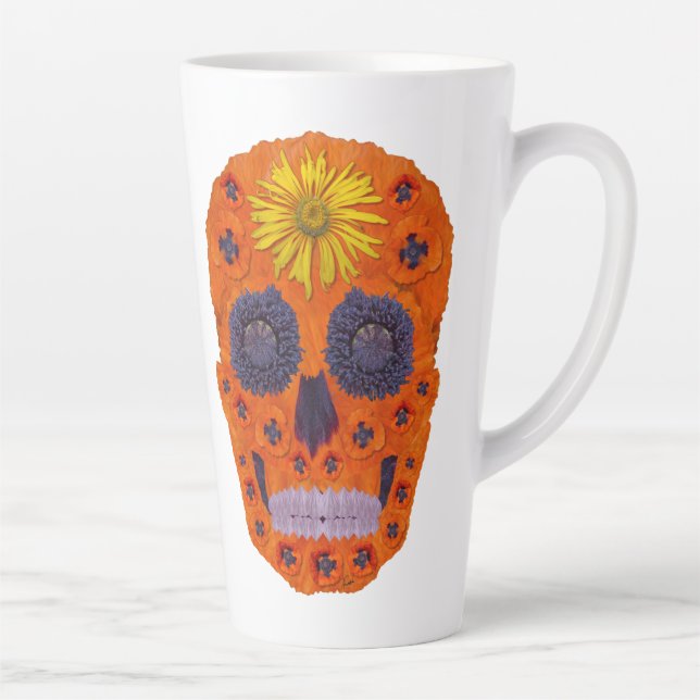 Caneca De Café Latte Flor - Caveira 1 (Direita)