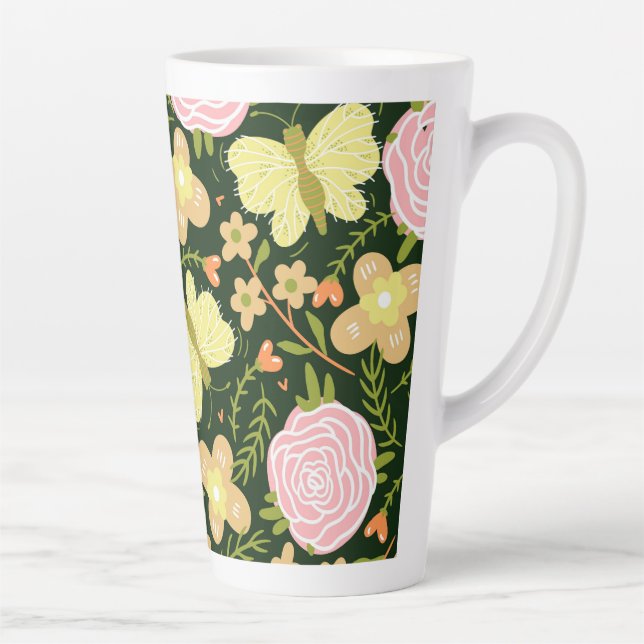 Caneca De Café Latte Flor da Borboleta (Direita)