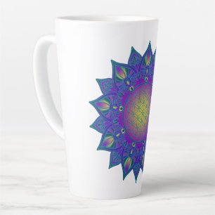 Caneca De Café Latte Flor Da Vida - Índia Mandala 3