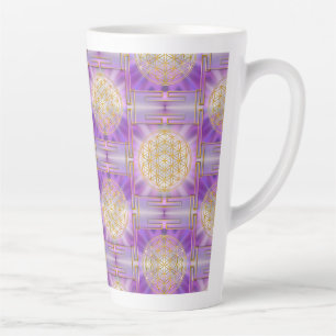 Caneca De Café Latte FLOR DA VIDA - Padrão uniforme de Yantra