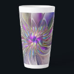 Caneca De Café Latte Flor de Arte Abstrato, Enérgica e Colorida<br><div class="desc">Uma flor de fantasia multicolor e poderosa,  uma única Design de Arte Fractal floral para a sua caneca de café e muito mais.</div>