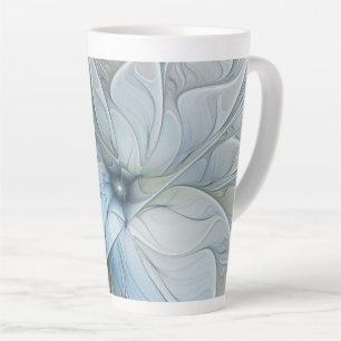 Caneca De Café Latte Flor de Arte Fractal, Abstrato, Bela Moderna Elega