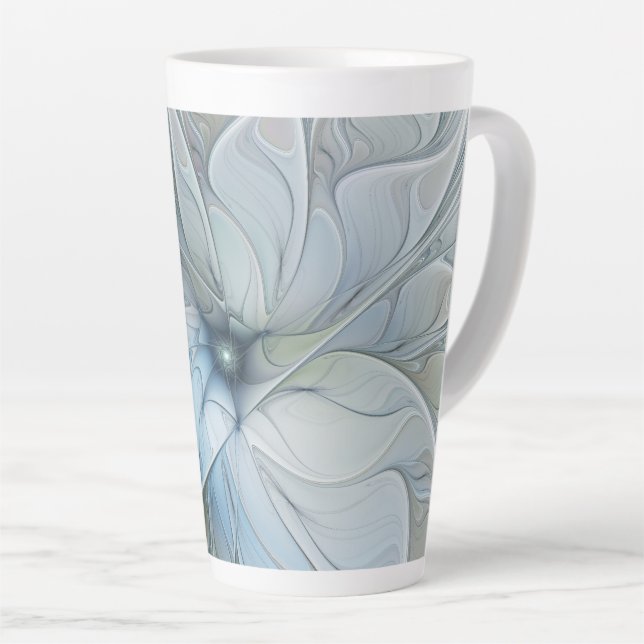 Caneca De Café Latte Flor de Arte Fractal, Abstrato, Bela Moderna Elega (Ângulo direito)
