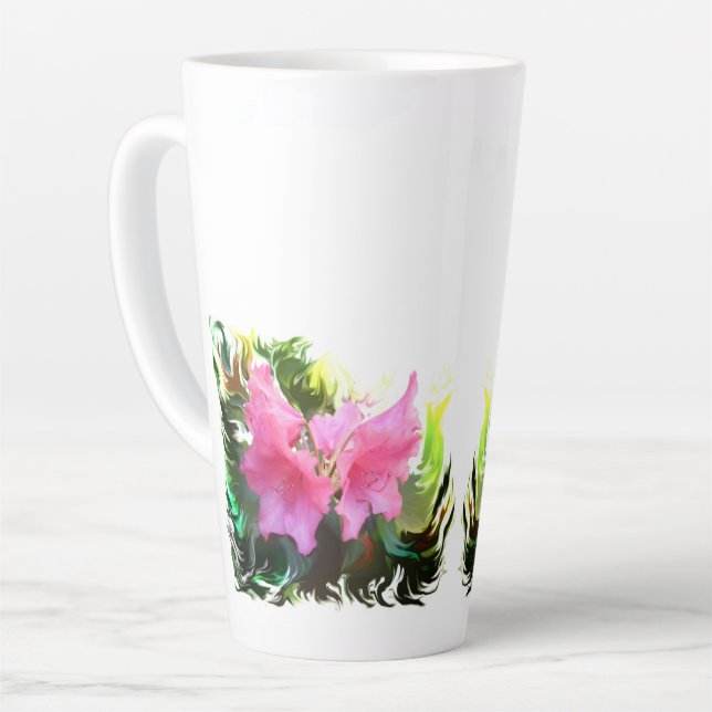 Caneca De Café Latte Flor de Azalea (Ângulo esquerdo)