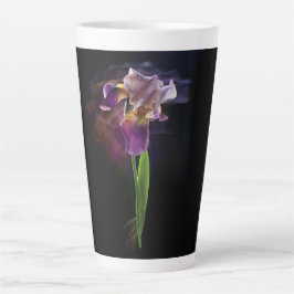 Caneca De Café Latte Flor de Íris Abstrata – Arte Floral Elegante