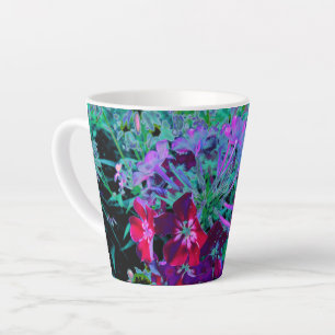 Caneca De Café Latte Flor de Jardim Vermelho, Púrpura e Rosa Dramática