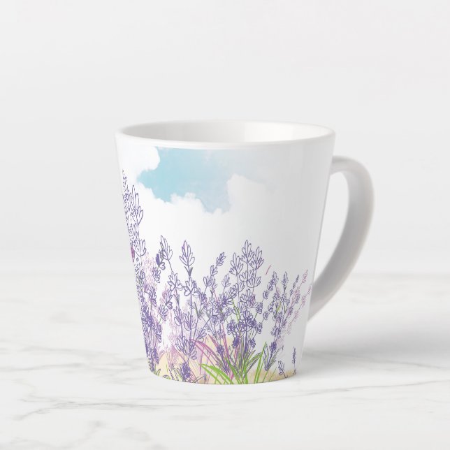 Caneca De Café Latte flor de lavanda (Ângulo direito)