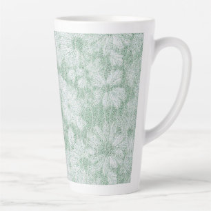 Caneca De Café Latte Flor de Margarida Veludo Verde Menta