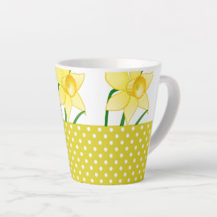 Caneca De Café Latte Flor de Narciso de Primavera com Pontos Amarelos