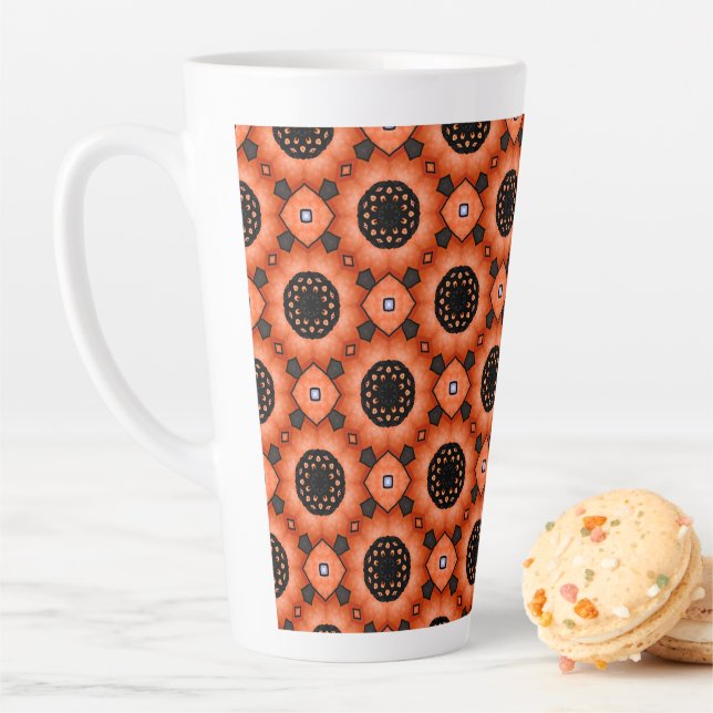 Caneca De Café Latte Flor de Outono Laranja (In Situ)