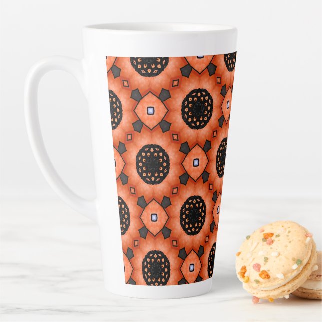 Caneca De Café Latte Flor de Outono Laranja (In Situ)