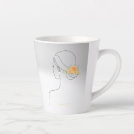Caneca De Café Latte Flor de outubro e Birthstone, lindas linhas