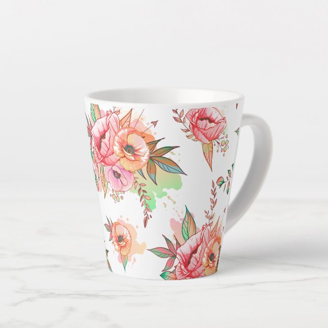 Caneca De Café Latte flor de primavera (Ângulo direito)