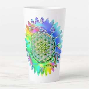 Caneca De Café Latte Flor De Vida - Flor Geométrico 5