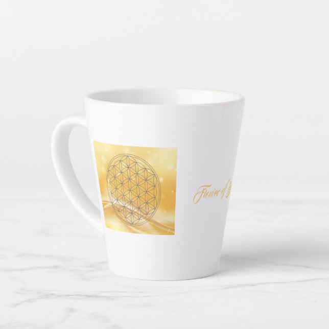 Caneca De Café Latte Flor de Vida Latte Mug (Ângulo esquerdo)