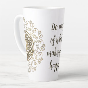 Caneca De Café Latte Flor de Vida - Mandala de Ornamentos Vintage 2