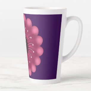 Caneca De Café Latte Flor Fantasia Rosa Brilhante Floral Neon Abstrat