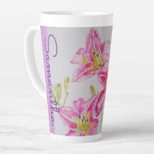 Caneca De Café Latte Flor Floral Lilium Floral Lilium, Rosa, Raparigas