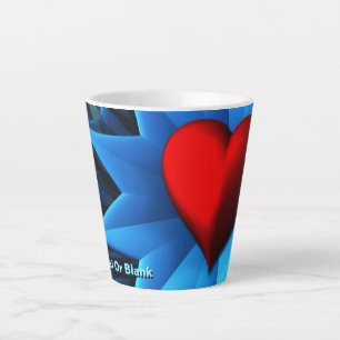 Caneca De Café Latte Flor Fractal Blue Heart