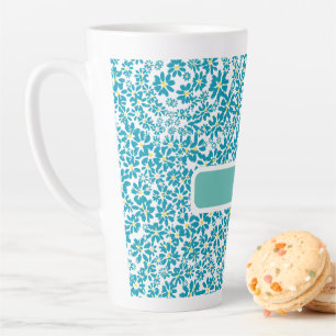 Caneca De Café Latte Flor Inicial de Margarida Personalizada Moderna