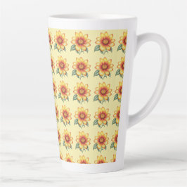Caneca De Café Latte Flor Laranja